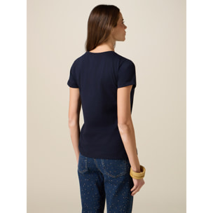Oltre - T-shirt con dettaglio gioiello - Blu