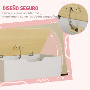 Caja de Almacenaje de Juguetes con Ruedas, Baúl Juguetes Infantil con Tapa Abatible con Bisagra de Seguridad, Diseño de Nube, para Dormitorio, Sala de juegos, Guardería, Blanco y Natural