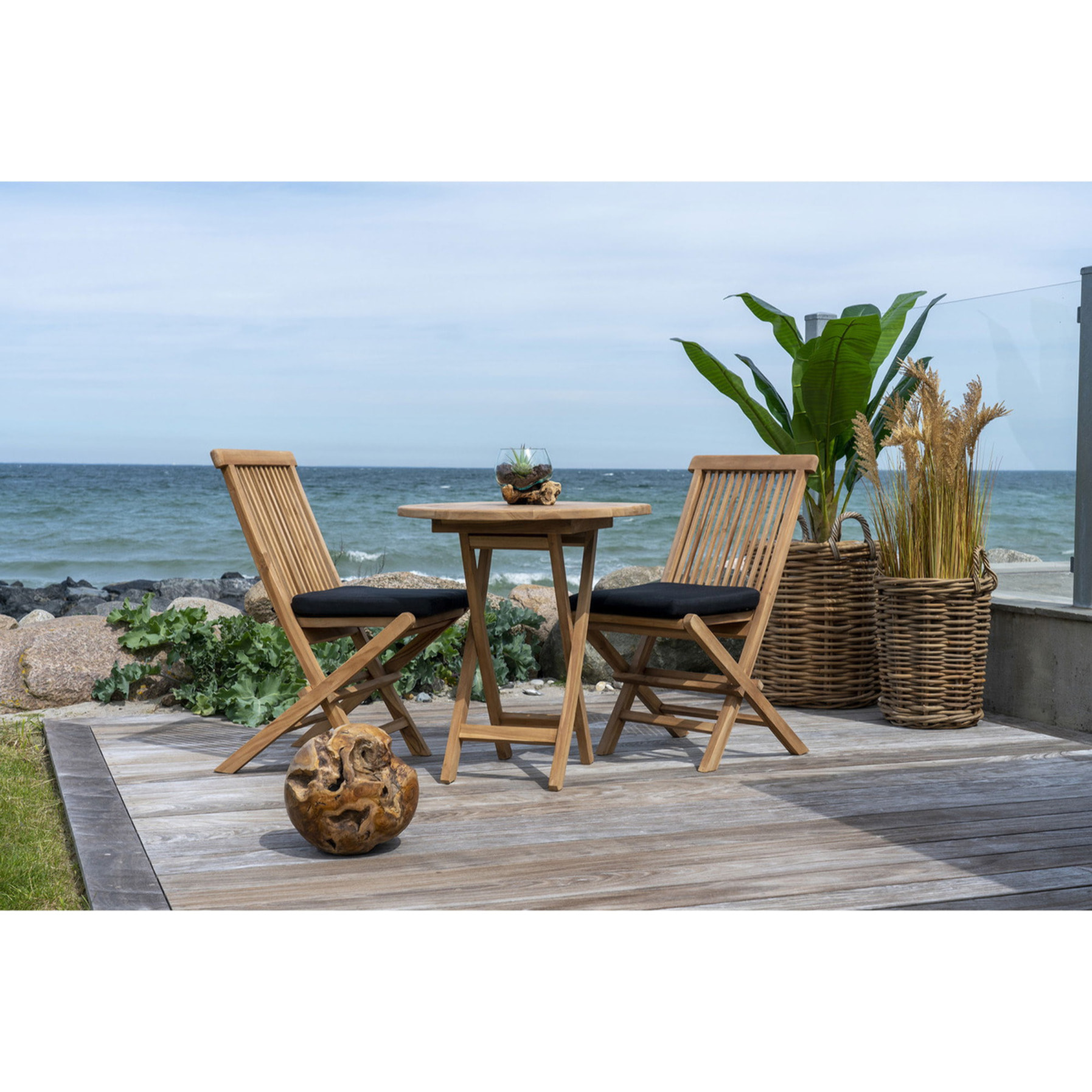 Tavolino da esterno Oviedo in teak naturale ø70x75 cm