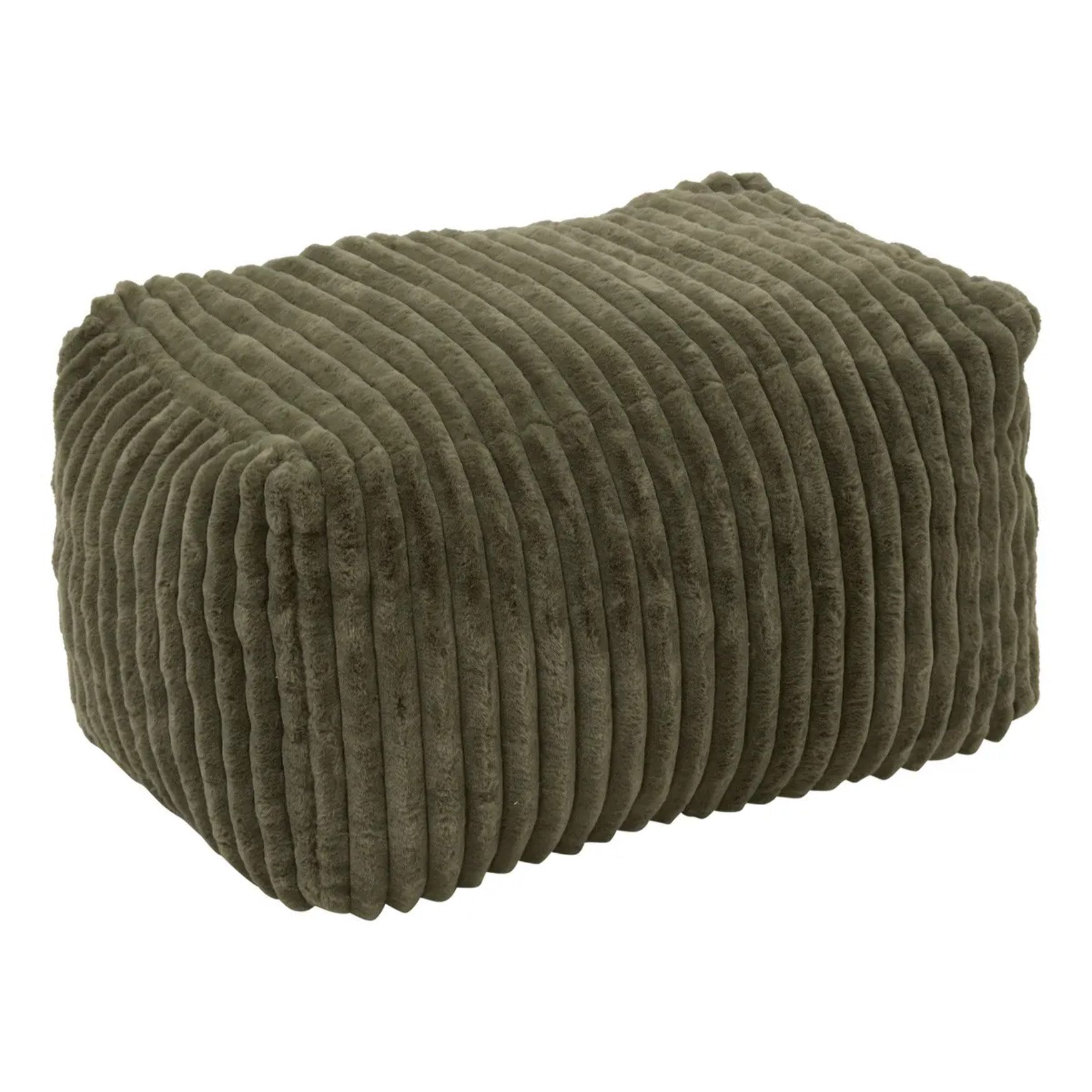 Pouf Muzi rectangulaire côtelé 61x78cm vert