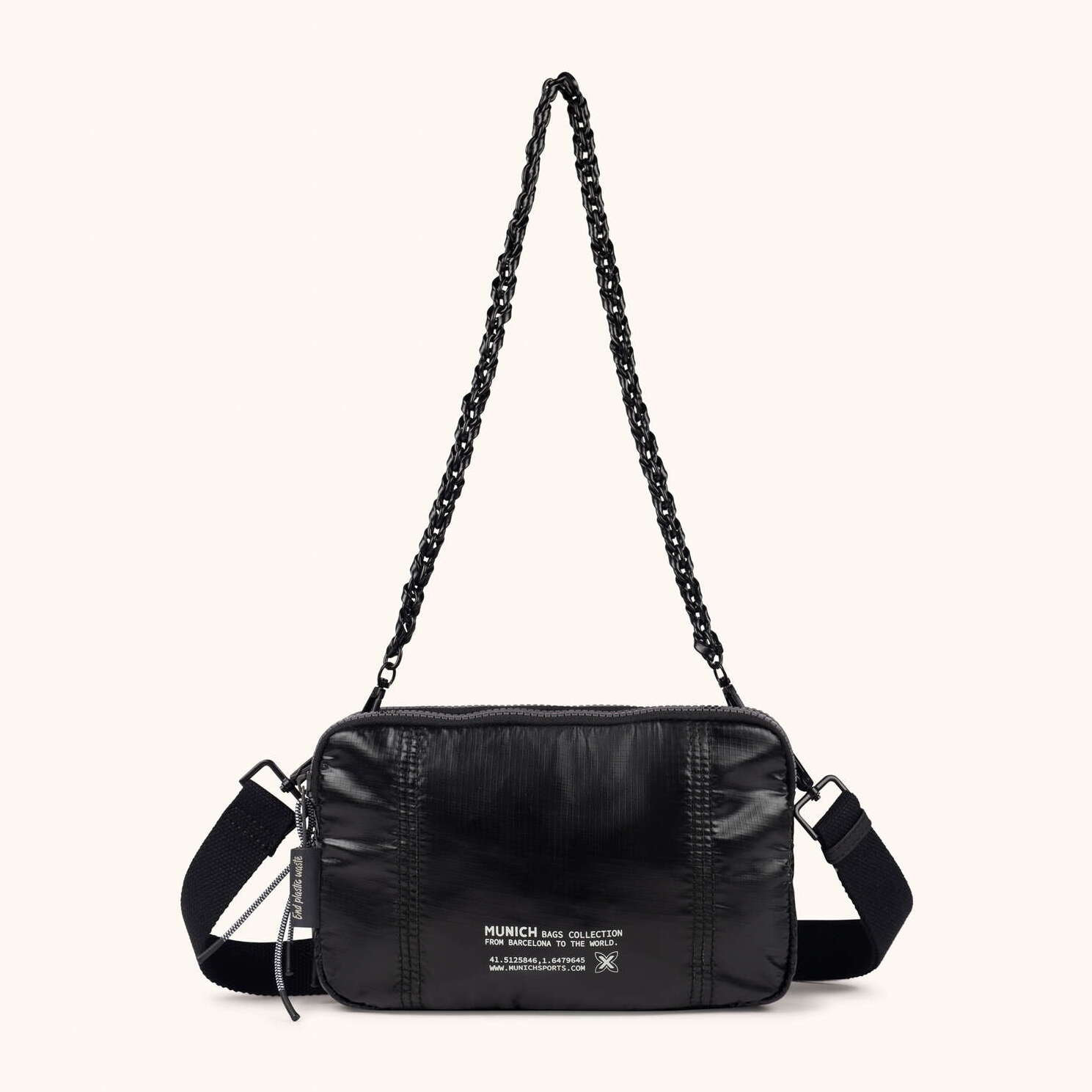Bolso Bandolera Doble en Poliamida Reciclada DEEP RECYCLED CROSSBODY DOUBLE BLACK