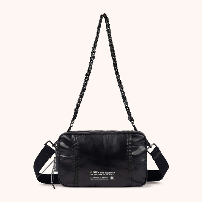 Bolso Bandolera Doble en Poliamida Reciclada DEEP RECYCLED CROSSBODY DOUBLE BLACK