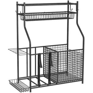 Rangement pour équipements sportifs - support de rangement pour ballon - multi-rangement - métal noir
