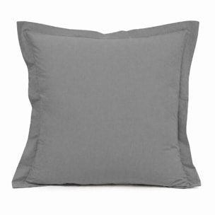 Parure de draps uni 100% coton - essentiel - gris anthracite