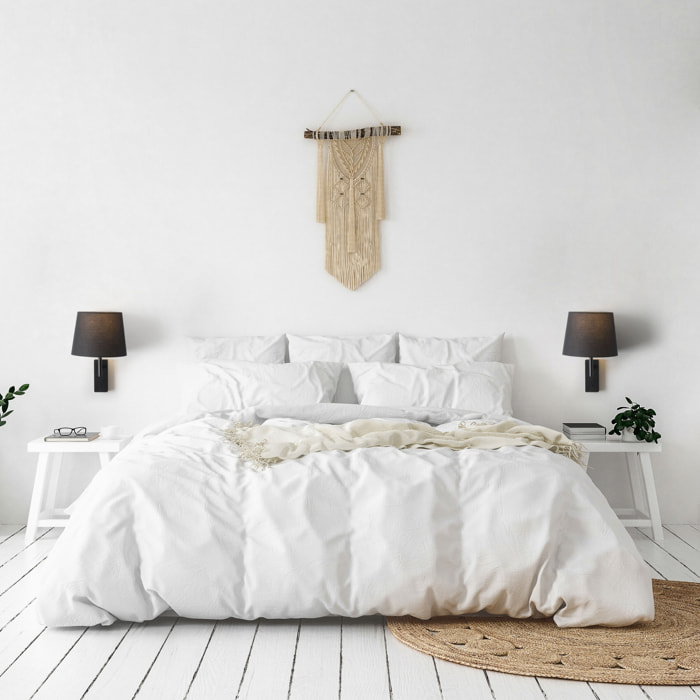 Forlight Aura - Aplique de Pared para Dormitorio E27 con Interruptor ON/OFF en la Base. Color Negro con Pantalla de Textil