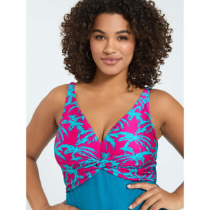 Fiorella Rubino - Bañador entero cruzado estampado tropical - Azul