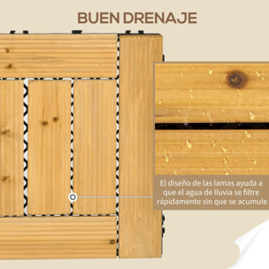 Set de 27 Piezas Baldosas de Madera 30x30 cm Área de 2,5 m² para Jardín Balcón