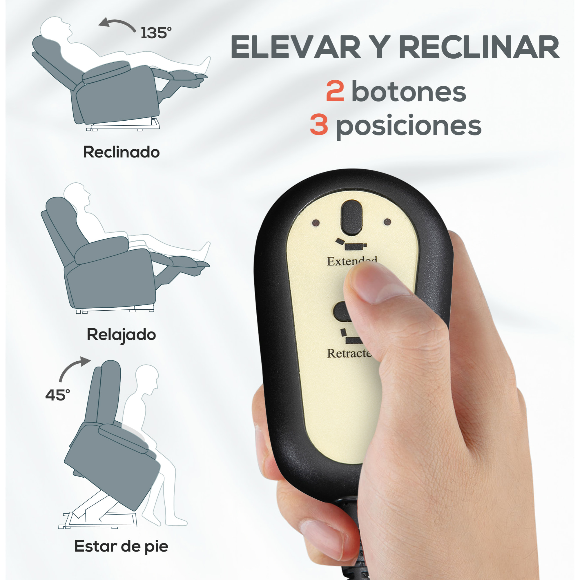 Sillón Relax Reclinable Eléctrico Levanta Personas Sillón Elevador con Respaldo Alto Capitoné Control Remoto Tapizado en Lino y Bolsillos Laterales Gris