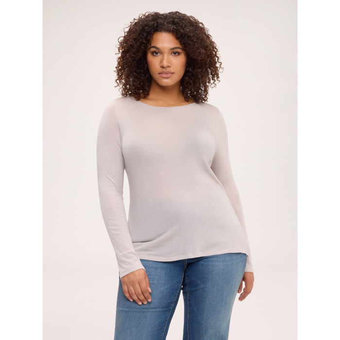 Fiorella Rubino - Maglia second skin in misto cashmere - Beige