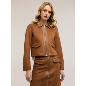 Motivi - Giubbotto corto con zip e tasche - Marrone