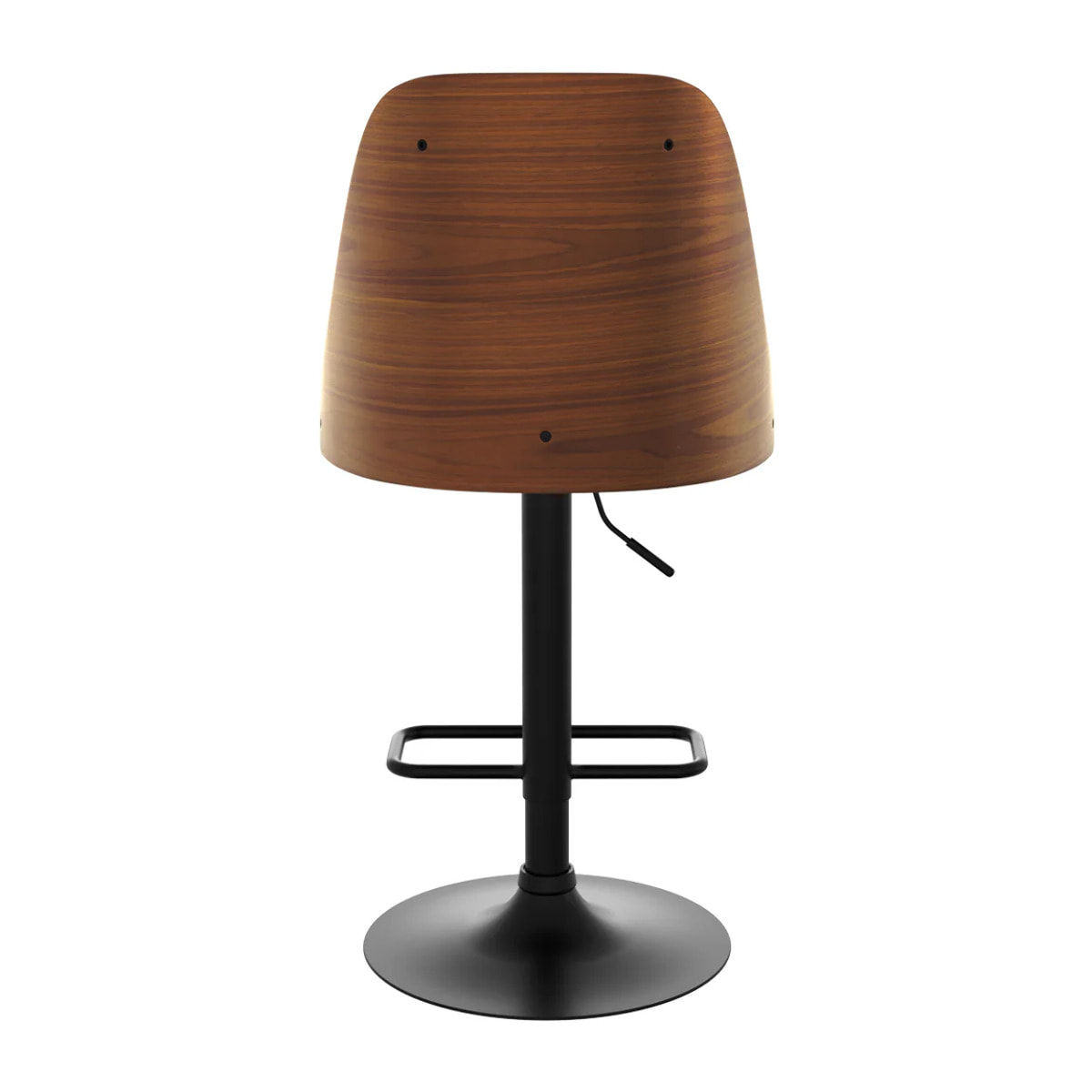 Chaise de bar réglable et pivotante en bois foncé et PU noir 56/77 cm - Georges