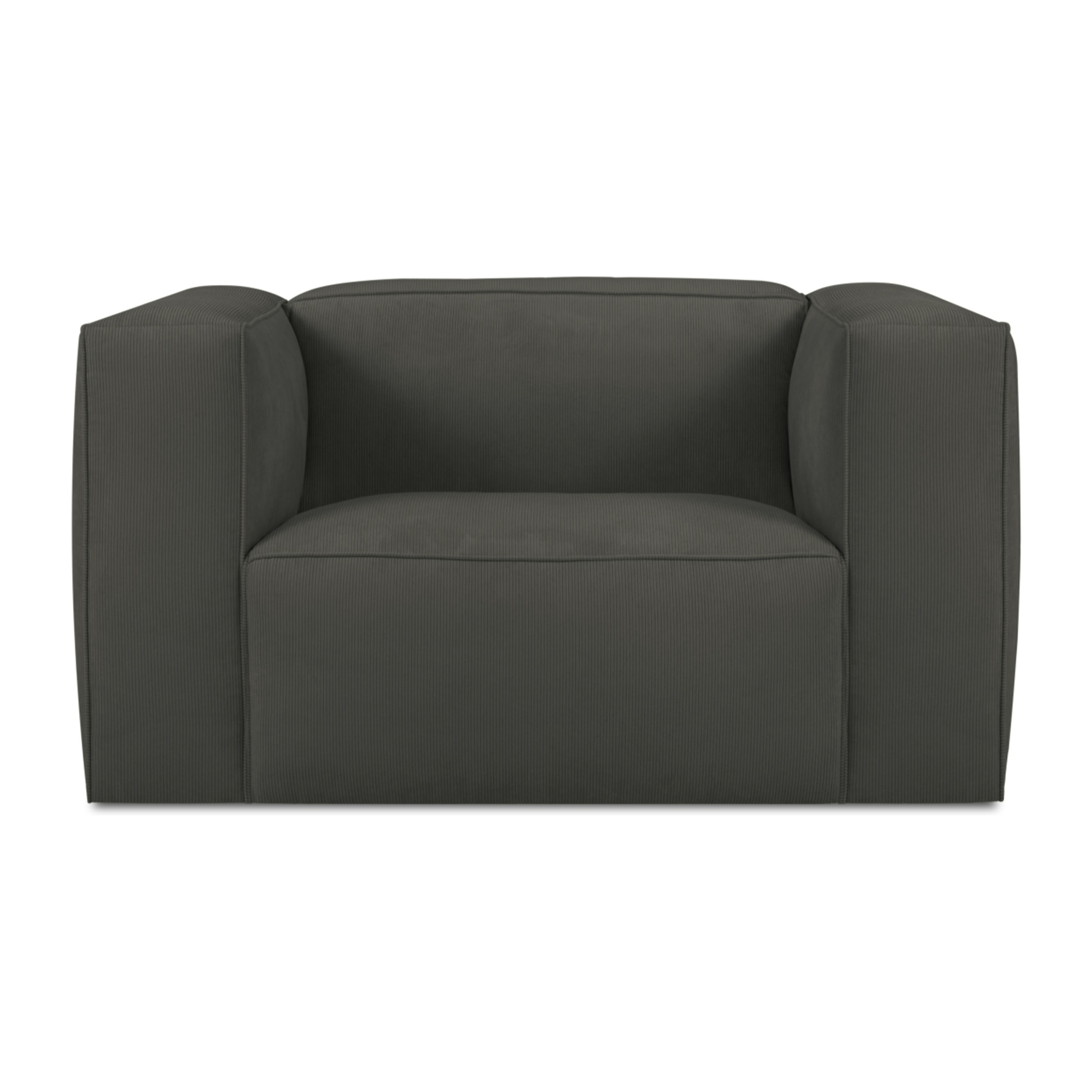 Fauteuil "Muse" en velours côtelé noir