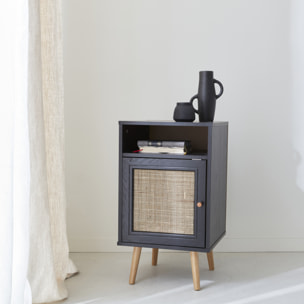 Table de chevet scandinave en cannage 1 porte BOHÈME