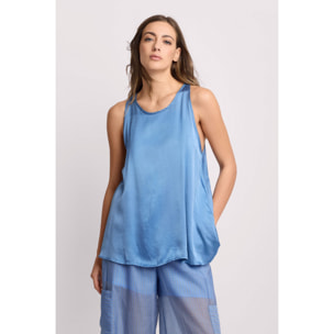 Kocca - Top smanicato in viscosa Donna, Tinta unita, Girocollo