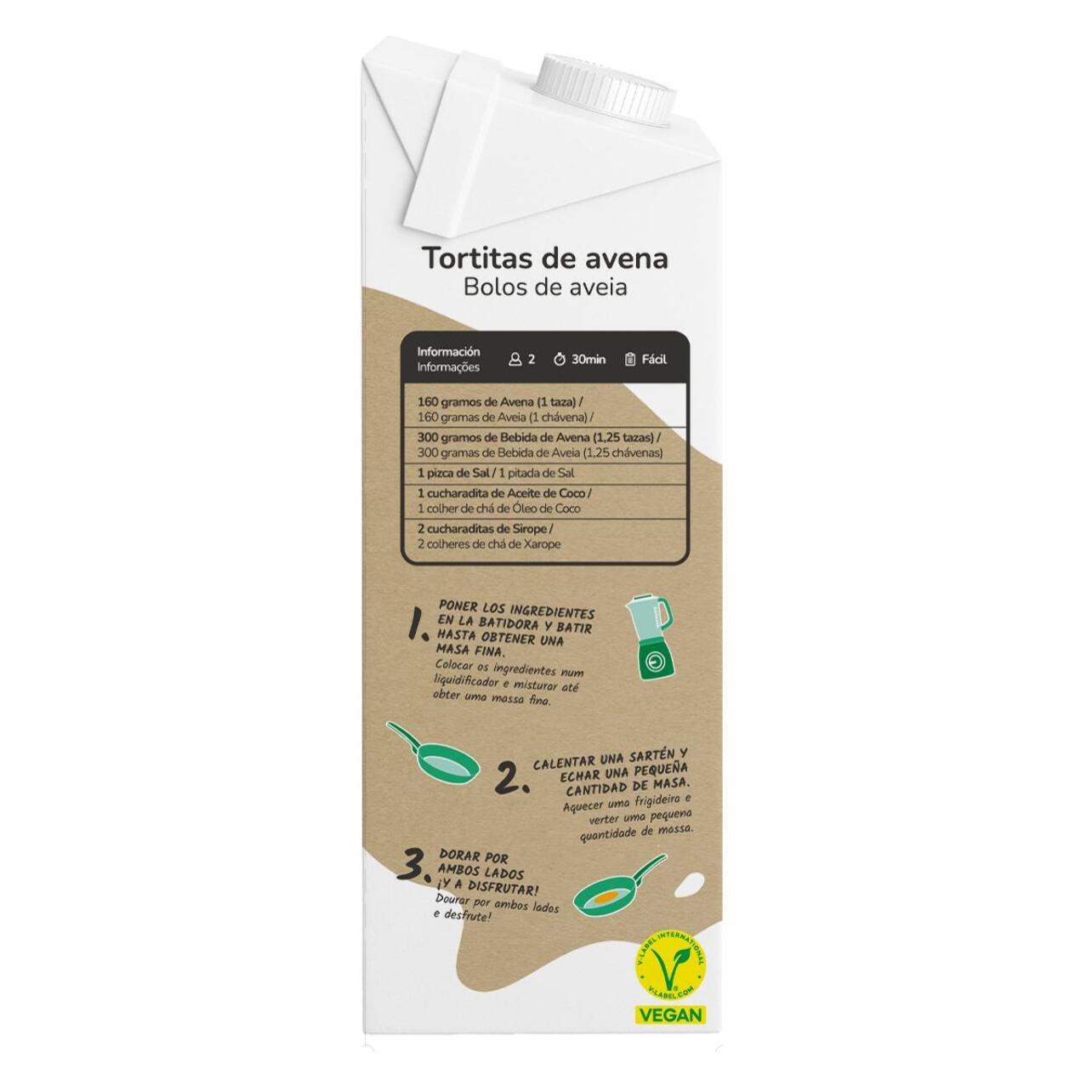 PLANETA HUERTO | Pack 12x Bebida de Avena ECO 1L Bebida Vegetal Natural, Sin Azúcar Ni Sal Añadida, Con Ingredientes 100% Ecológicos y Envase Sostenible