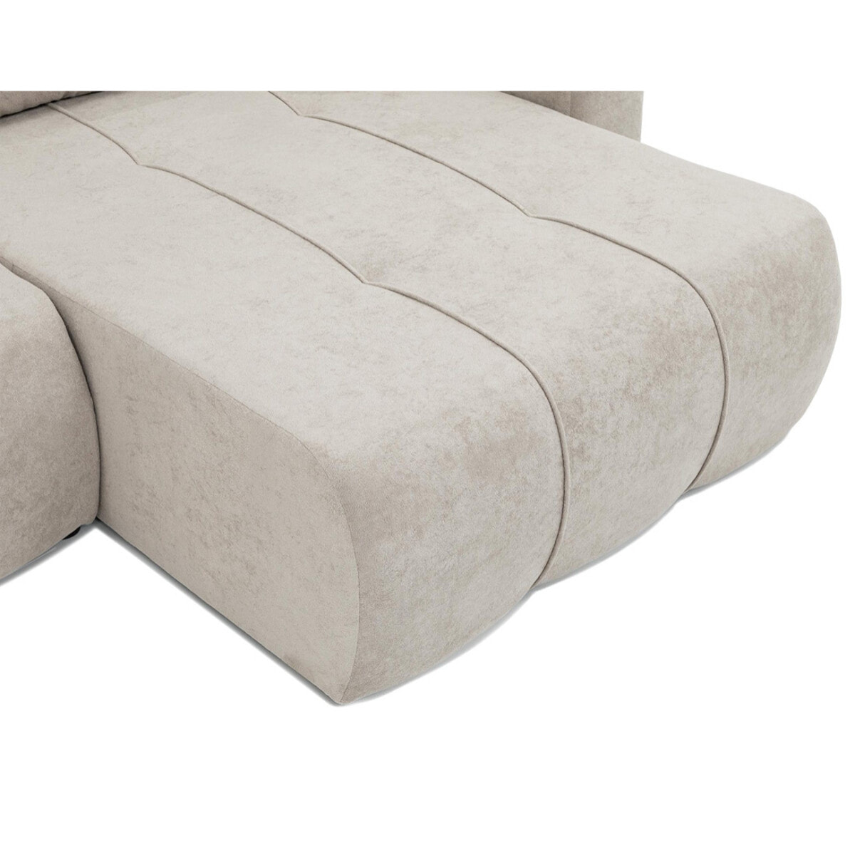 Nicole - Canapé d'angle réversible 5 places convertible avec coffre en tissu - Taupe