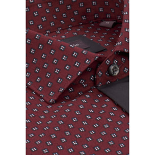 Camici Uomo Kent Popeline Fantasia Bordeaux/Grigio Chiaro