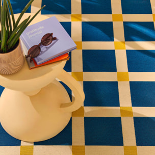 POSITANO - Tapis intérieur/extérieur à motif damier bleu