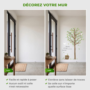 Stickers Muraux décoration adhésifs Arbre vert & oiseau