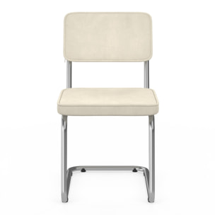 Chaises Naya en velours crème et pied métal - lot de 4