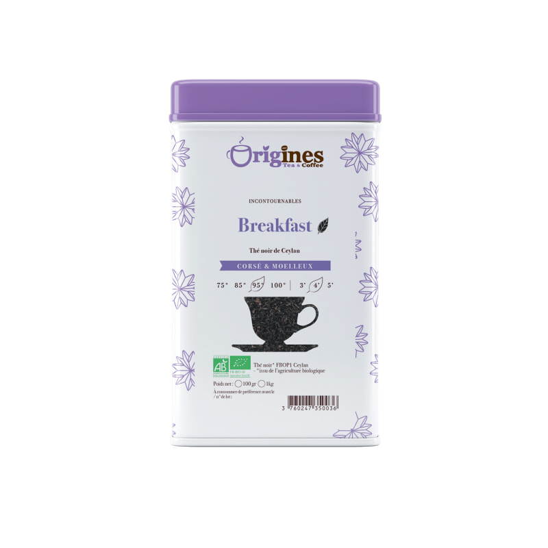 Breakfast - Thé noir Bio de Ceylan - Boîte Métal 100g