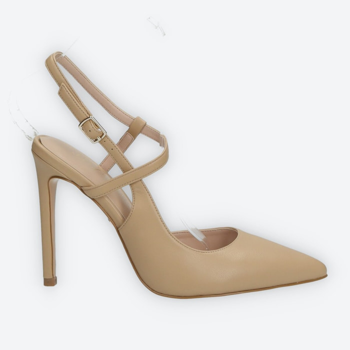 Décolleté sling back Donna Tata Italia Beige