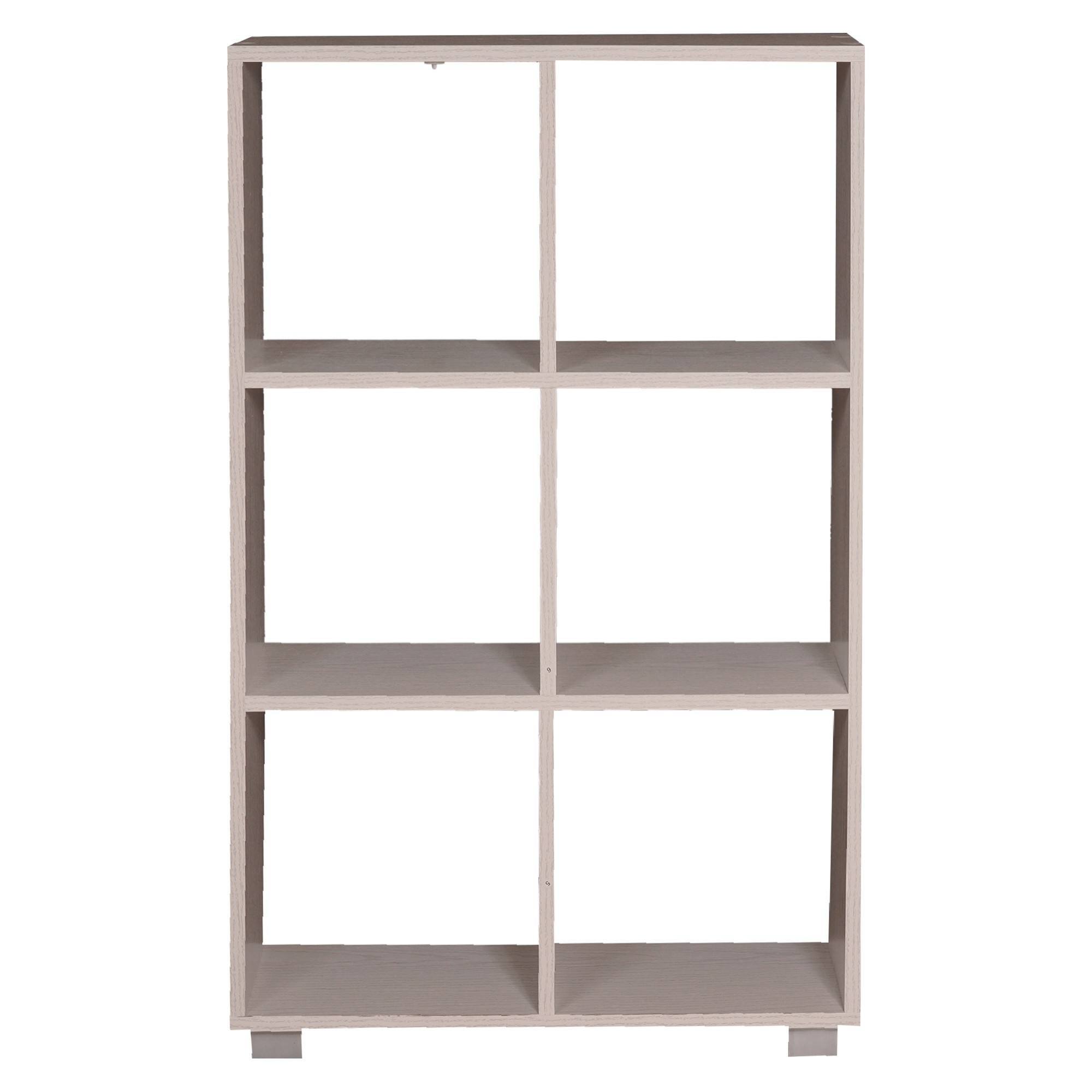 Libreria a 6 vani aperti, Scaffale per libri e documenti, Libreria portaoggetti da ufficio, Made in Italy, cm 60x24xh99, colore Rovere sbiancato