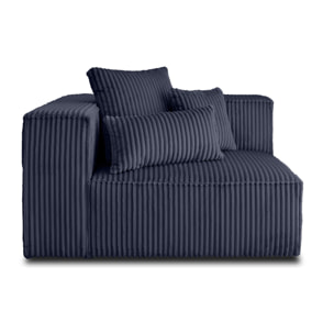 Colombine - module d'assise gauche - en velours côtelé grosses côtes - Bleu