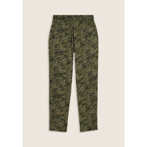 Pantaloni regular fit in viscosa animalier con gamba dritta