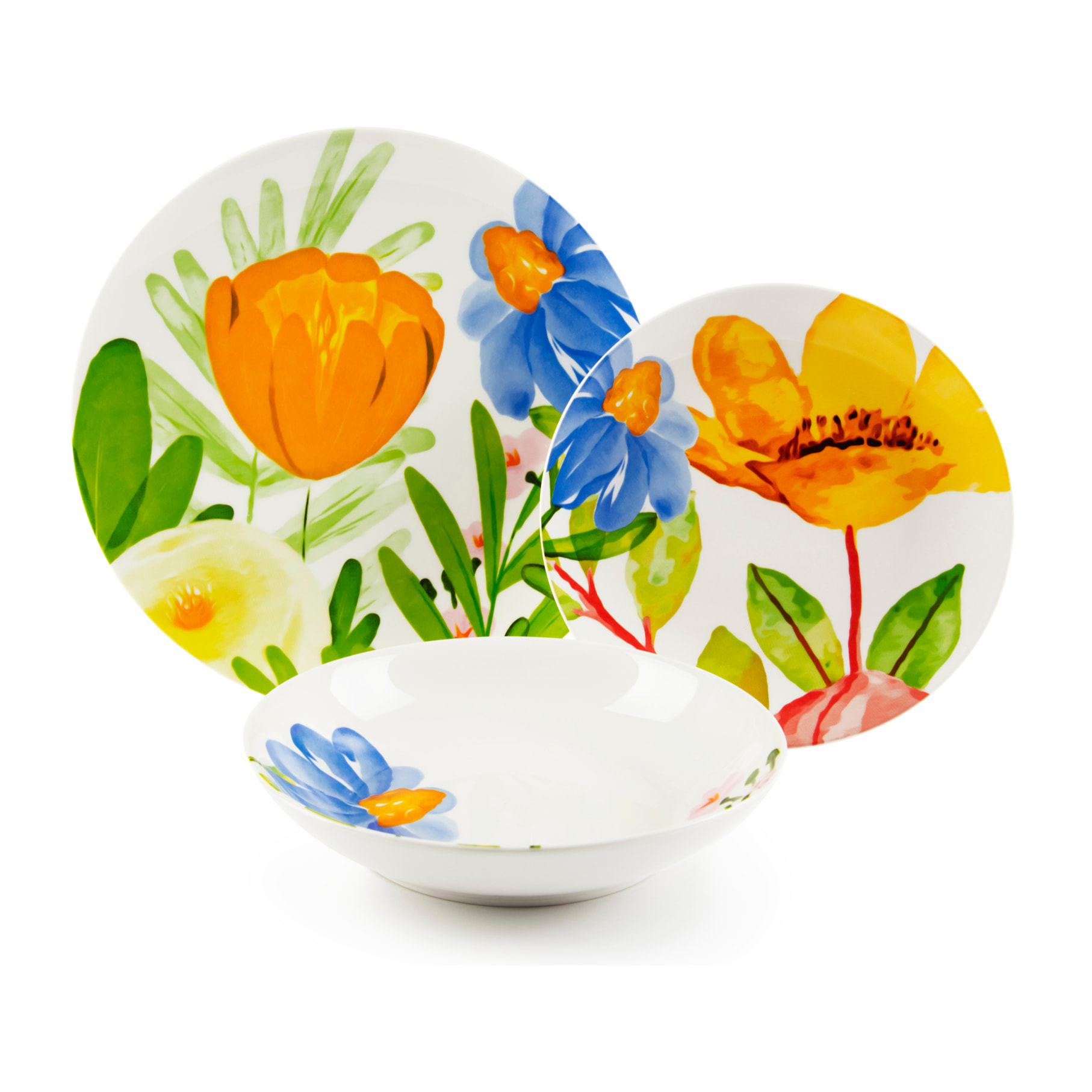 Servizio piatti 18 pezzi Excelsa – Blooming, Porcellana Multicolore