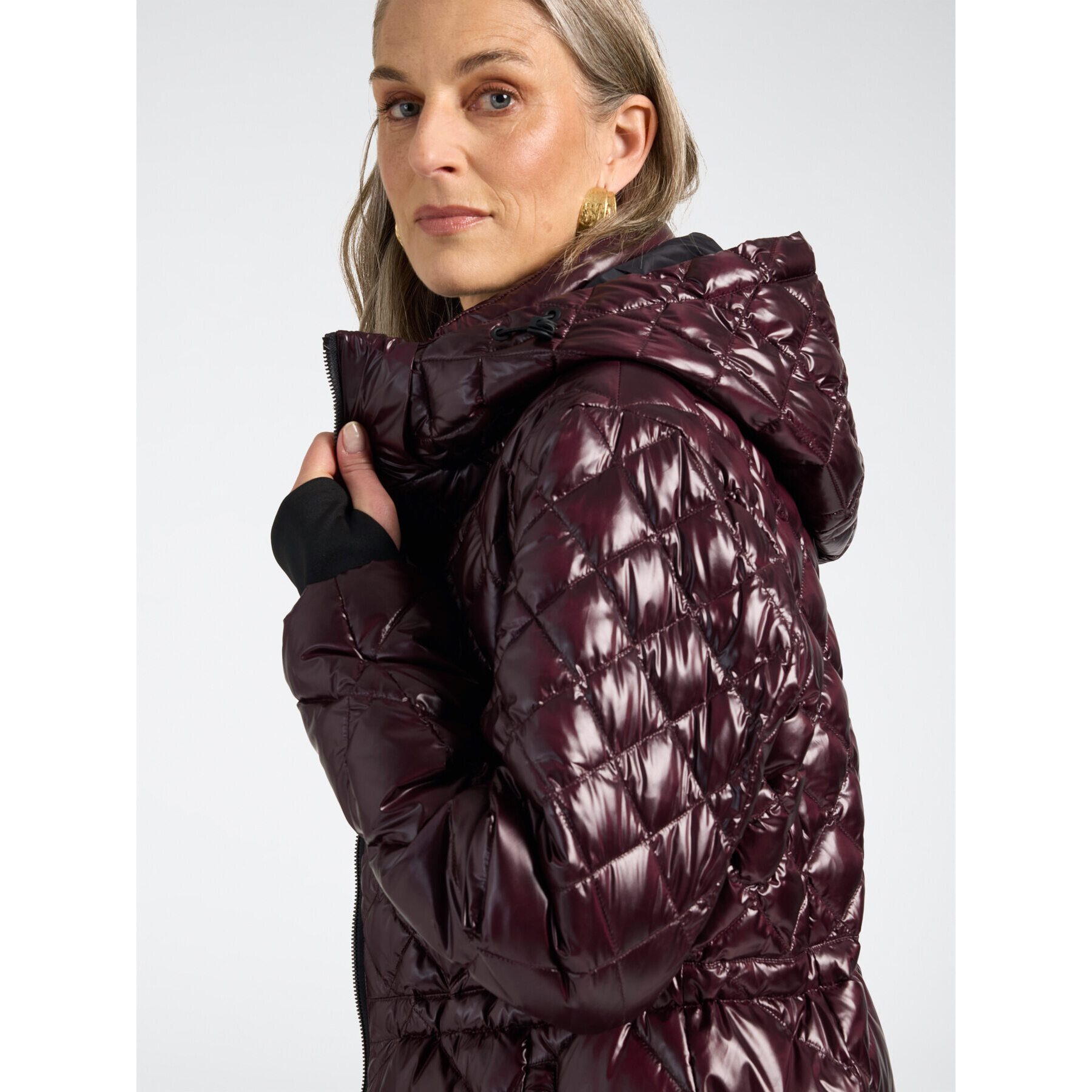 Elena Mirò - Piumino lungo in nylon trapuntato - Bordeaux