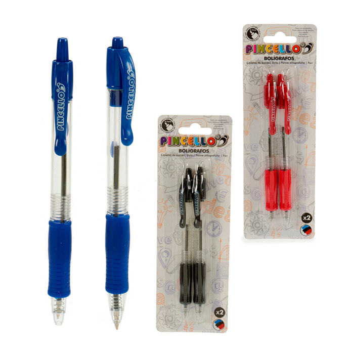 PACK 6UDS EN  SET 2 BOLIGRAFOS PULSADOR SURT 3 COL