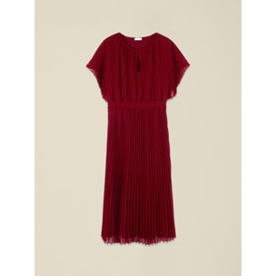 Oltre - Vestito midi in georgette plissé - Bordeaux