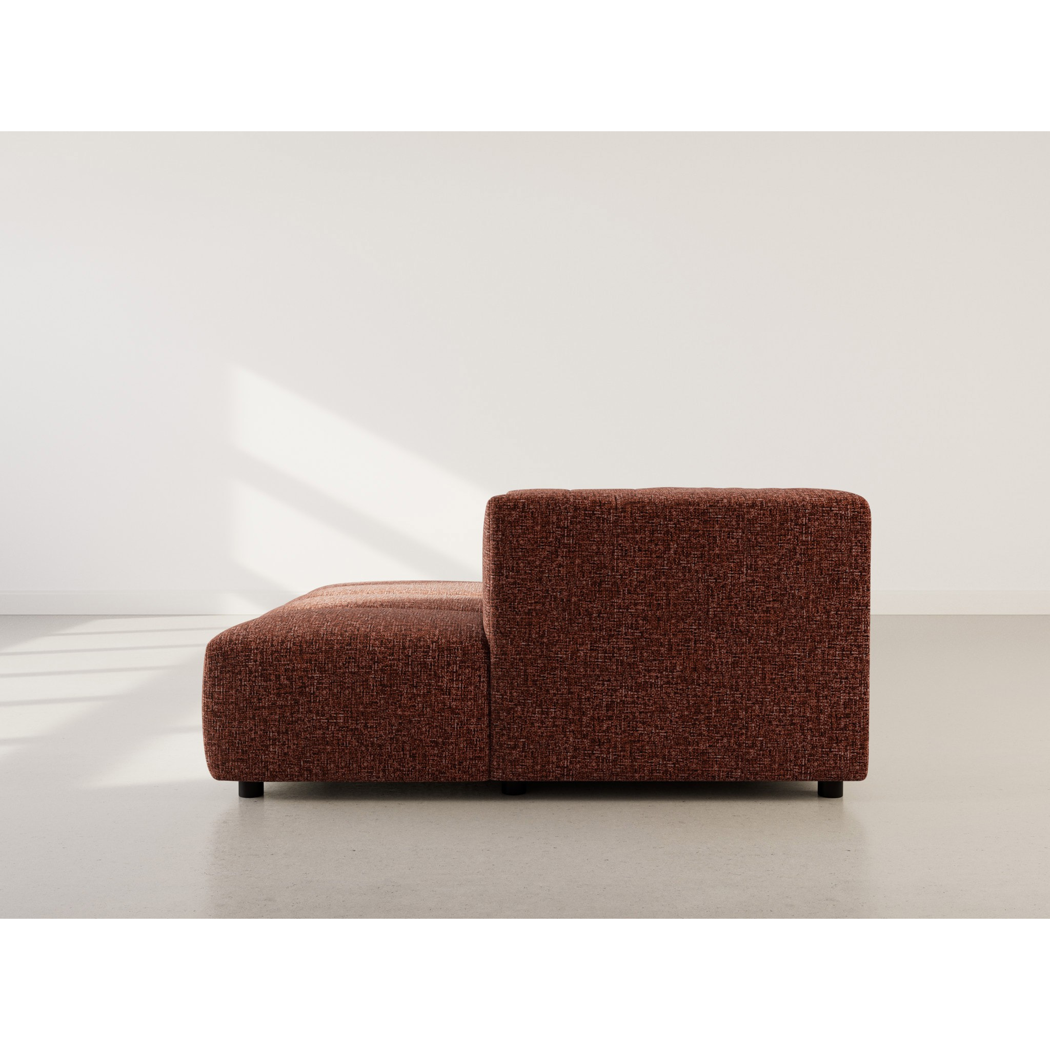 Curtis - canapé d'angle droit 4 places avec accoudoir en tissu texturé - Terracotta