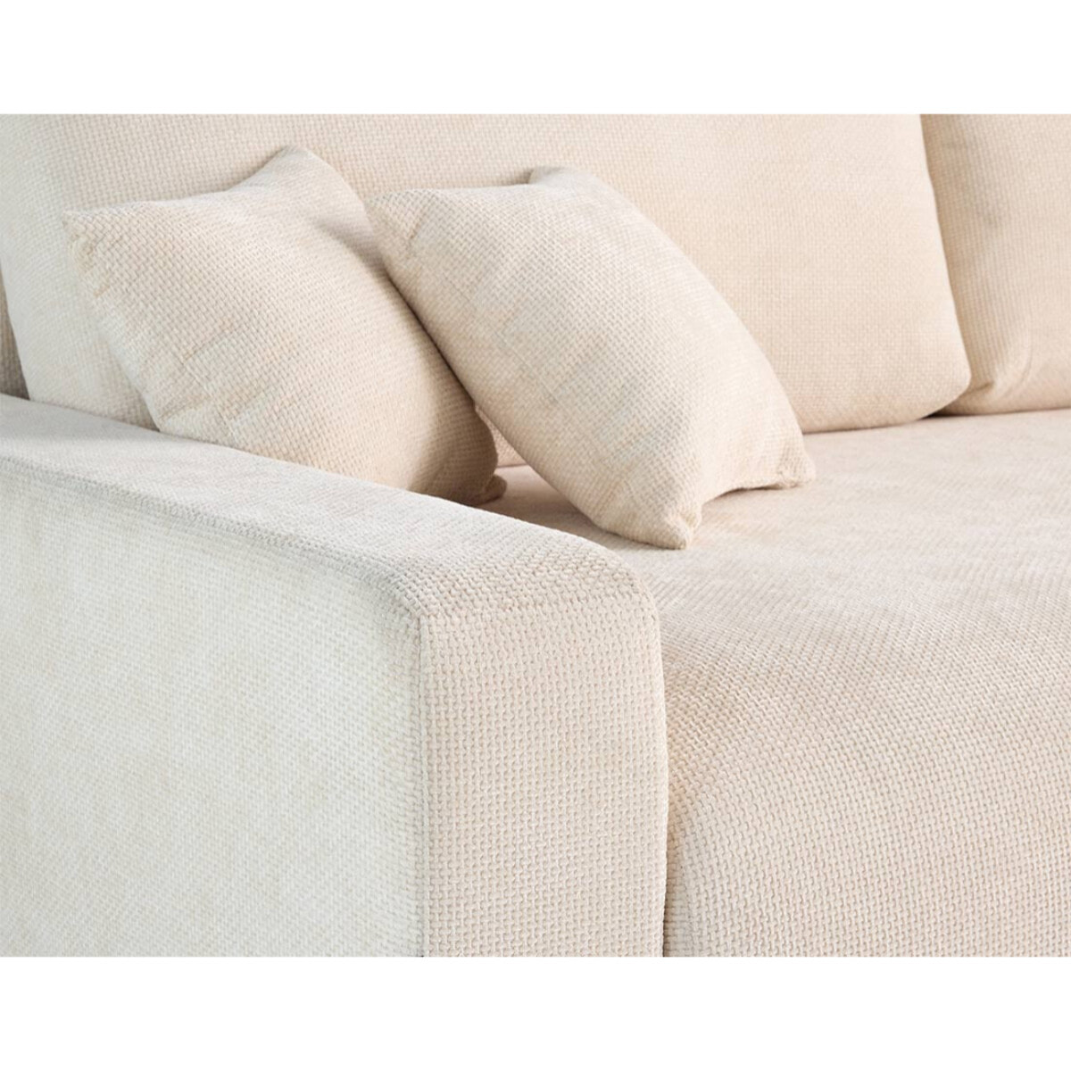 Pivoine - canapé droit 3 places - convertible avec coffre - en velours texturé - Beige