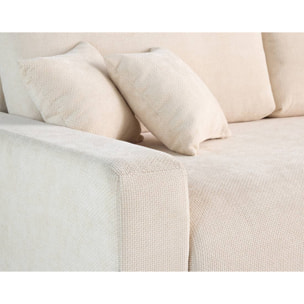 Pivoine - canapé droit 3 places - convertible avec coffre - en velours texturé - Beige