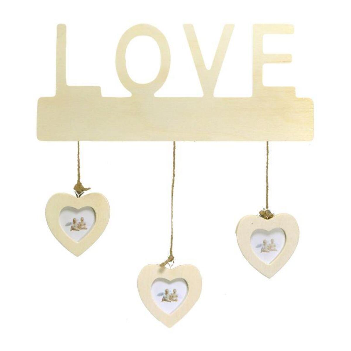 Portafoto da muro love con cuori multiplo 3 foto cm30xh35x1