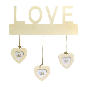 Portafoto da muro love con cuori multiplo 3 foto cm30xh35x1