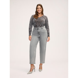 Fiorella Rubino - T-shirt in jersey con stampa e drappeggio - Grigio