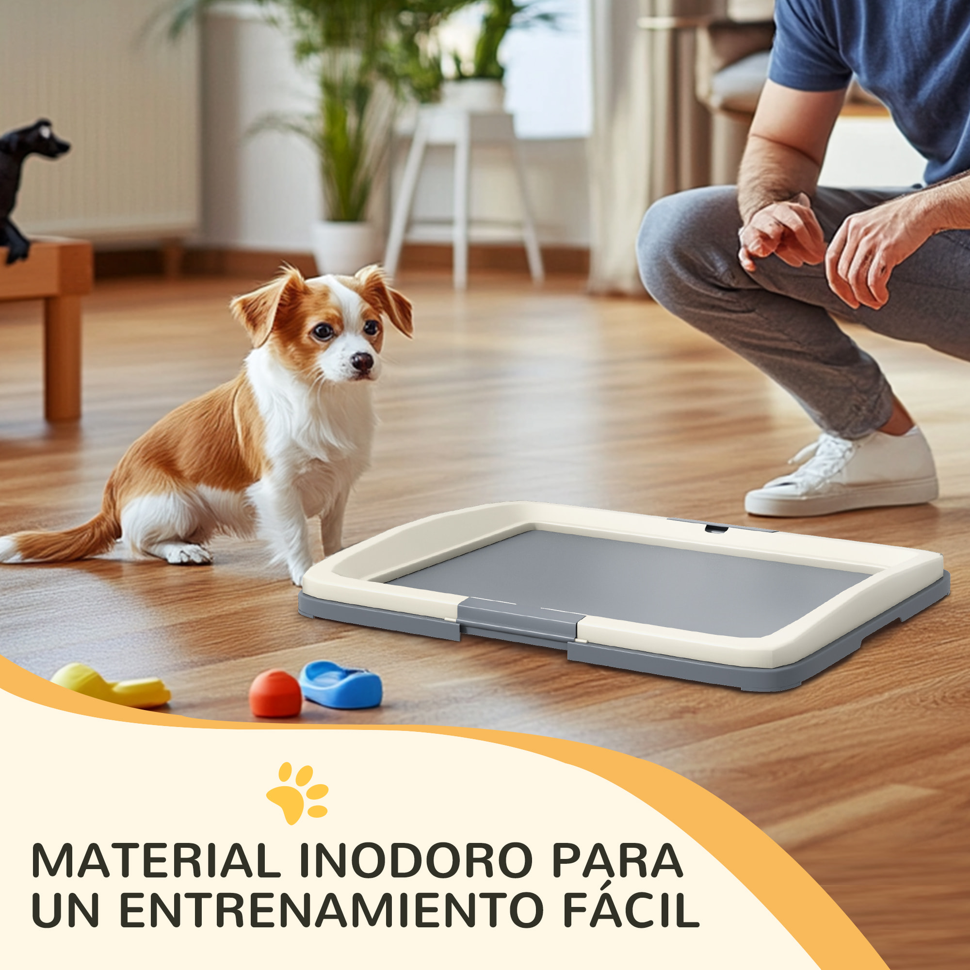 Inodoro para Perros Arenero para Perros con Bandeja para Entrenamiento de Cachorros en Exterior e Interior 63x48,5x6 cm Gris