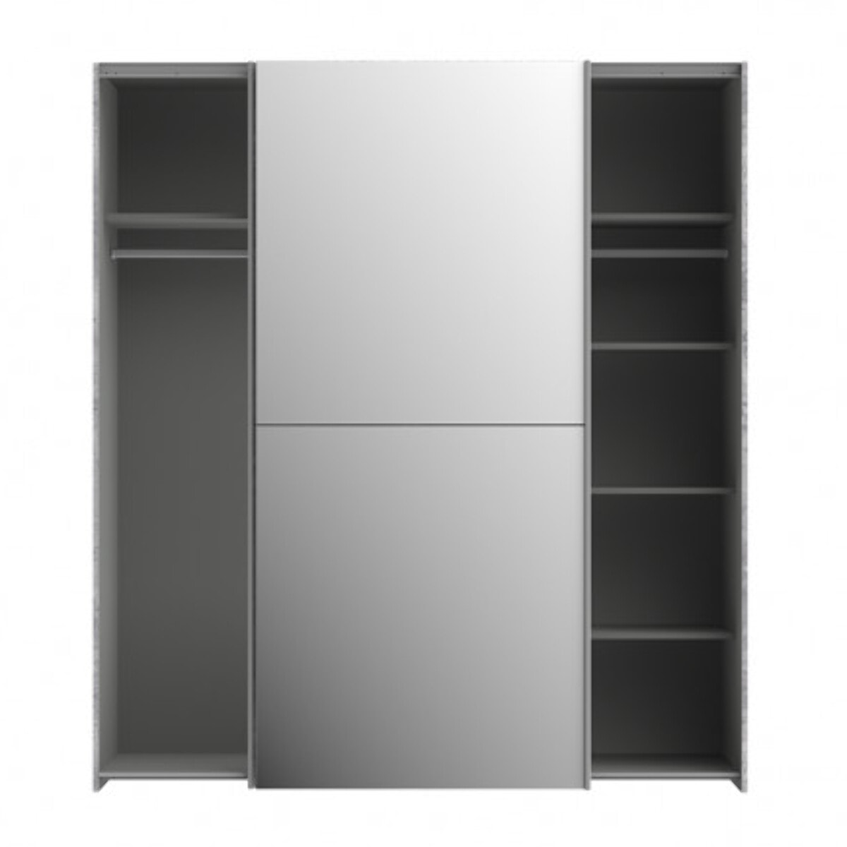 Dressing Armoire 2 portes coulissantes 5 tablettes et 1 miroir - 6 coloris - THAIS