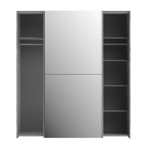 Dressing Armoire 2 portes coulissantes 5 tablettes et 1 miroir - 6 coloris - THAIS
