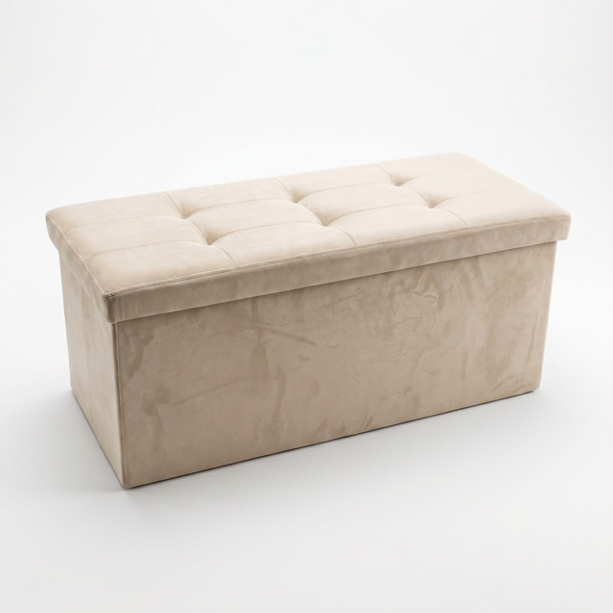 Pouf contenitore in velluto 76x34x34 cm, panca pieghevole con vano capiente, seduta imbottita trapuntata resistente fino a 150 kg, design elegante Double Velvet, salvaspazio ideale per camera soggiorno ingresso e fondo lett