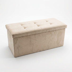 Pouf contenitore in velluto 76x34x34 cm, panca pieghevole con vano capiente, seduta imbottita trapuntata resistente fino a 150 kg, design elegante Double Velvet, salvaspazio ideale per camera soggiorno ingresso e fondo lett