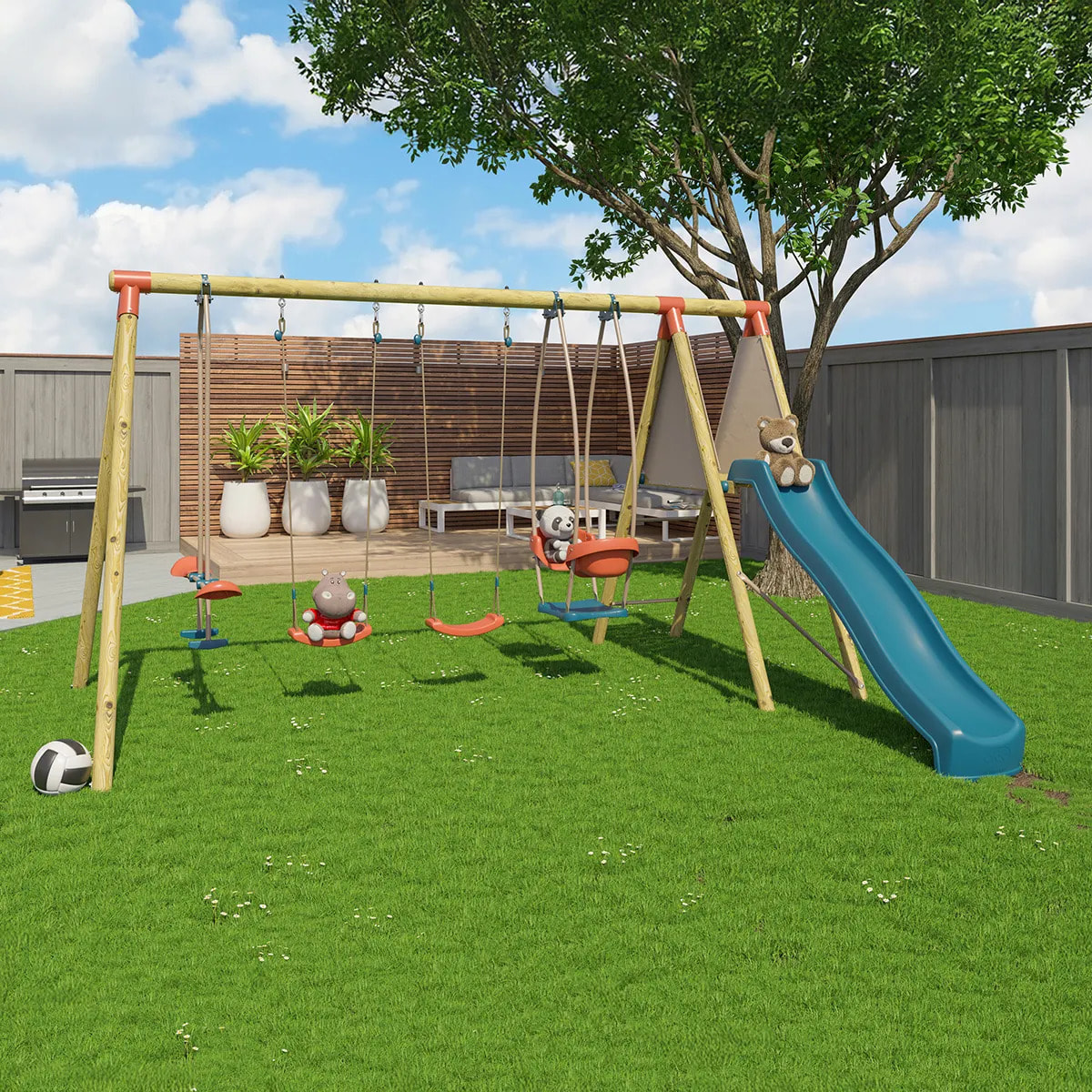 Balançoire en bois 2,30 m Topwood XOLTI 2 - 8 enfants