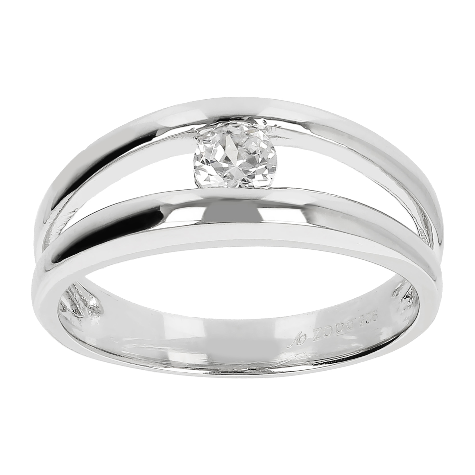 Anello Solitario Doppio con Cubic Zirconia in Argento 925