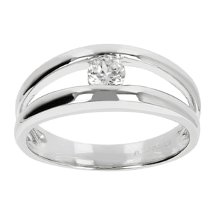 Anello Solitario Doppio con Cubic Zirconia in Argento 925