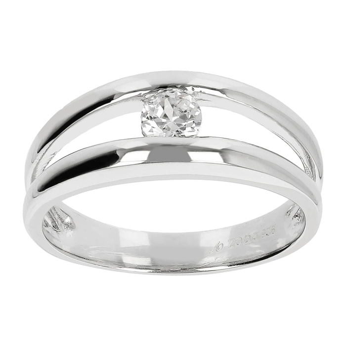 Anello Solitario Doppio con Cubic Zirconia in Argento 925