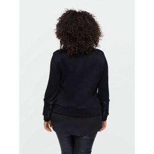 Fiorella Rubino - Sudadera con lentejuelas y aplicaciones de tejido - Negro