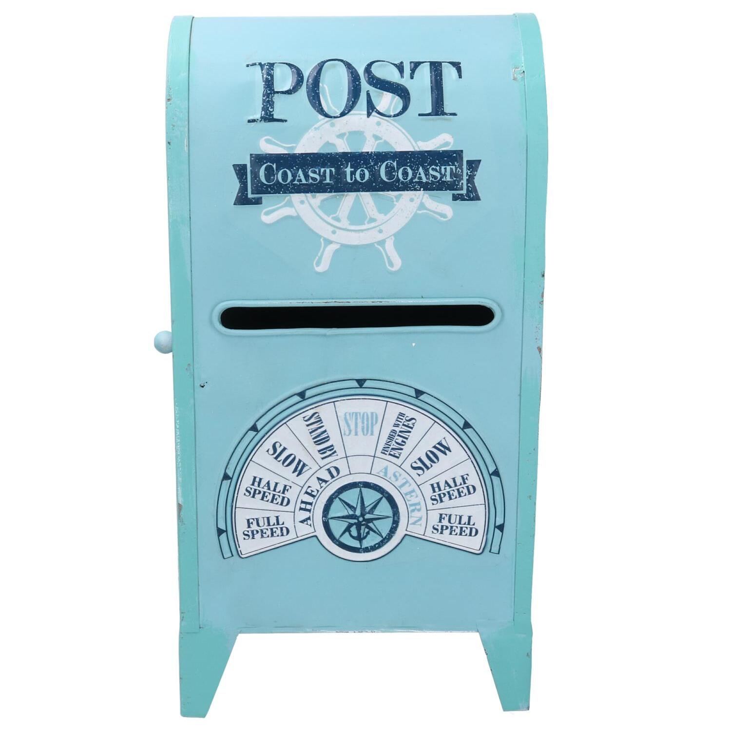 Cassetta posta in metallo mare azzurro cm18x13,5h35,5